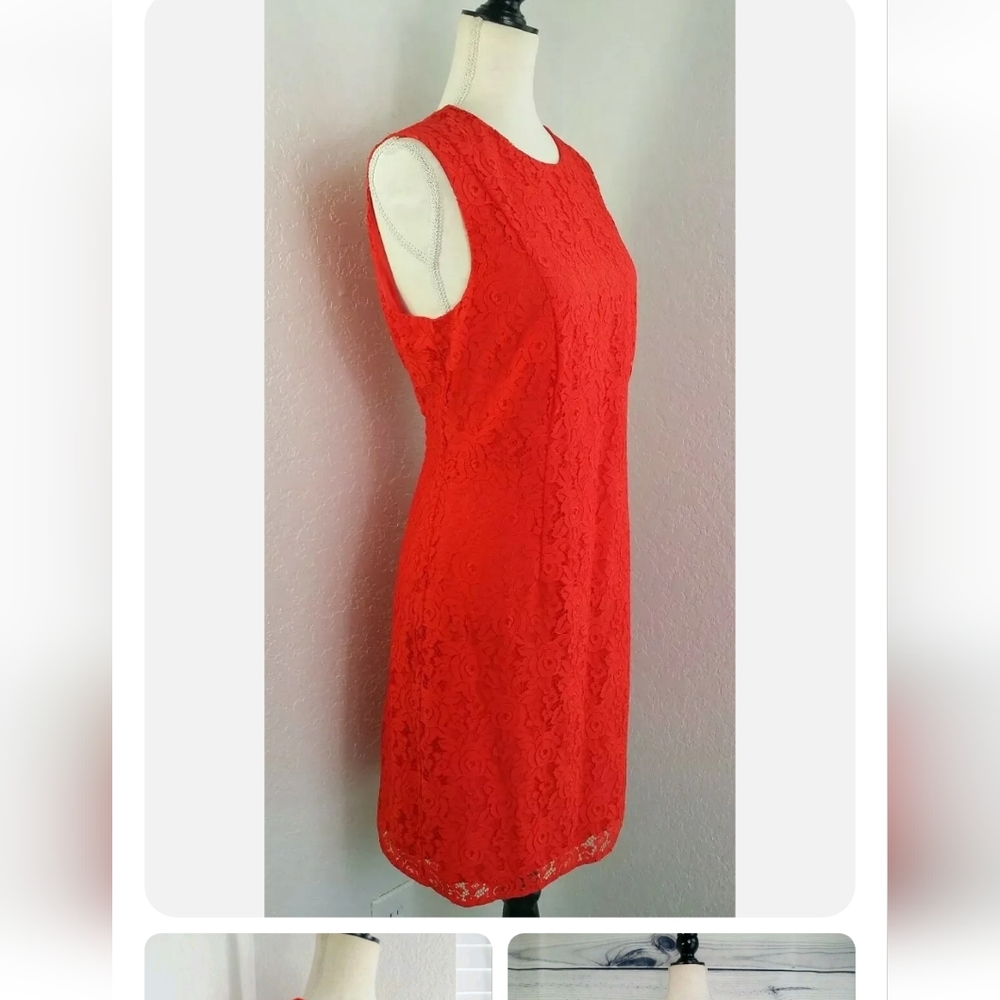 Diane von Furstenberg Sleeveless Lace Dress 10191MFO Bright Red Sz 10
